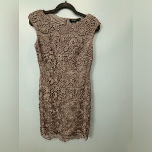 Lauren Ralph Lauren party dress. Grey Lace. Size 6
